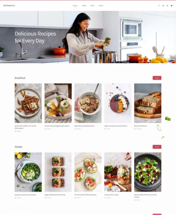 Trang công thức giao diện website đẹp về ẩm thực
