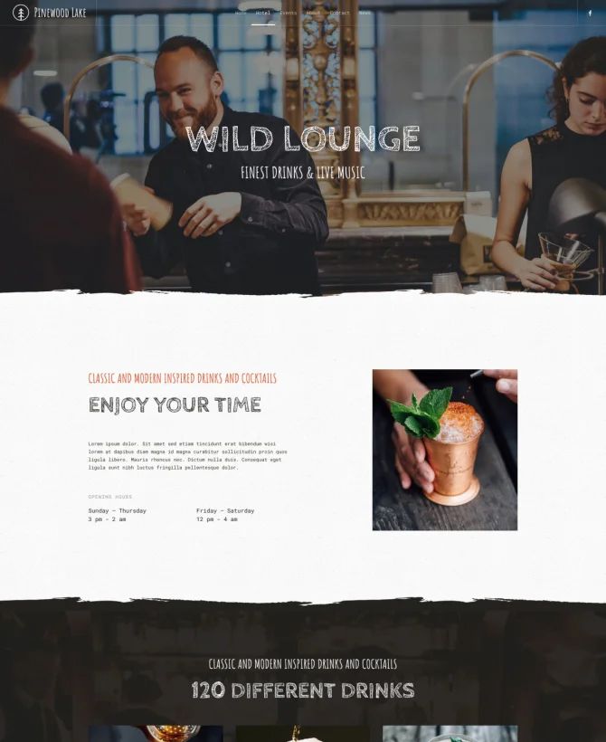 Trang quầy bar mẫu website khách sạn