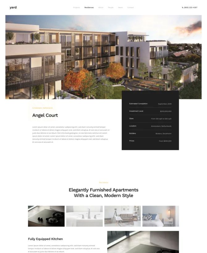 Trang chi tiết nhà ở trang web về kiến trúc