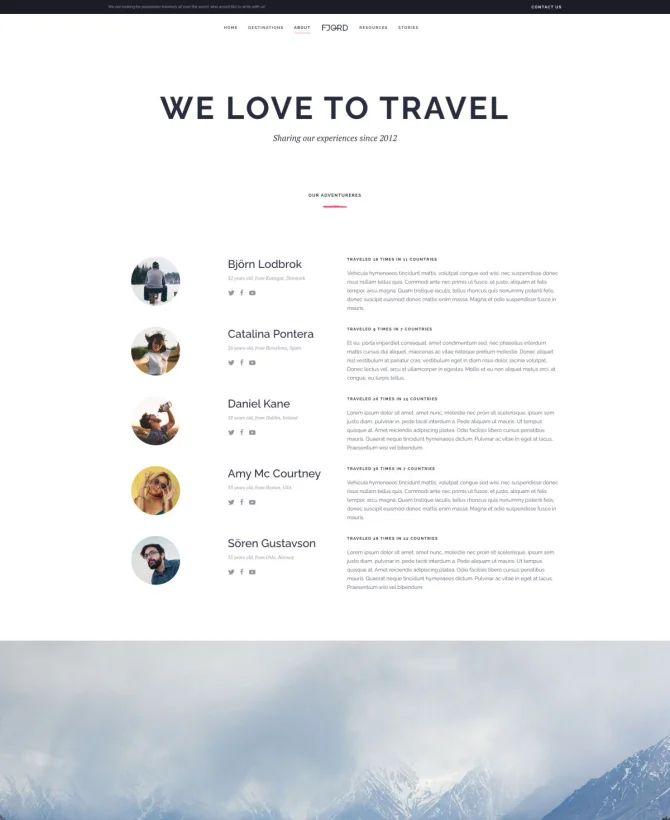 Trang giới thiệu mẫu website du lịch