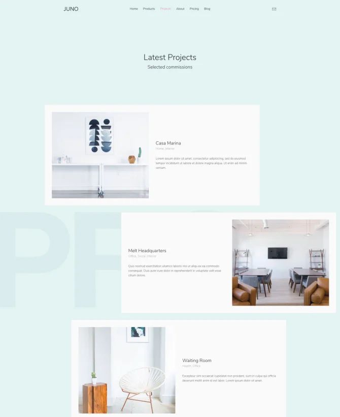 Trang dự án mẫu thiết kế website kiến trúc nội thất