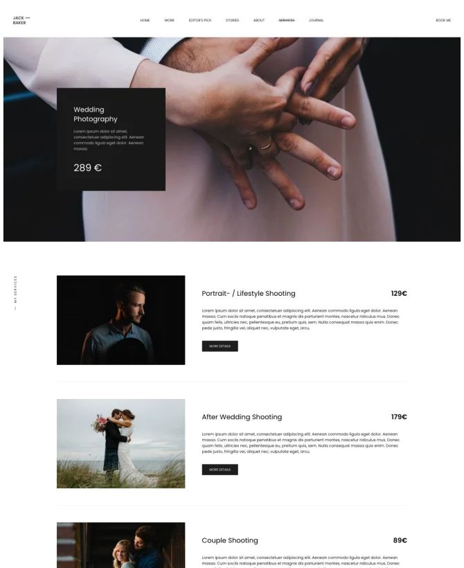 Trang dịch vụ mẫu thiết kế website sáng tạo