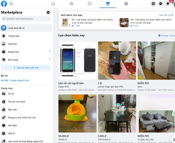 Sử dụng Facebook Marketplace 