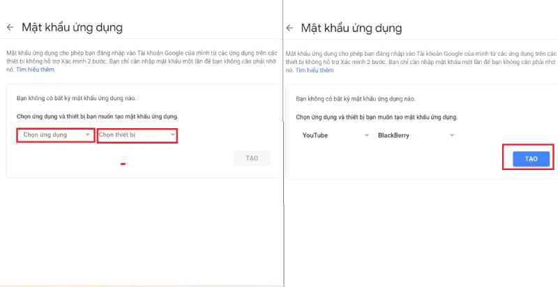 Tạo mật khẩu ứng dụng Gmail