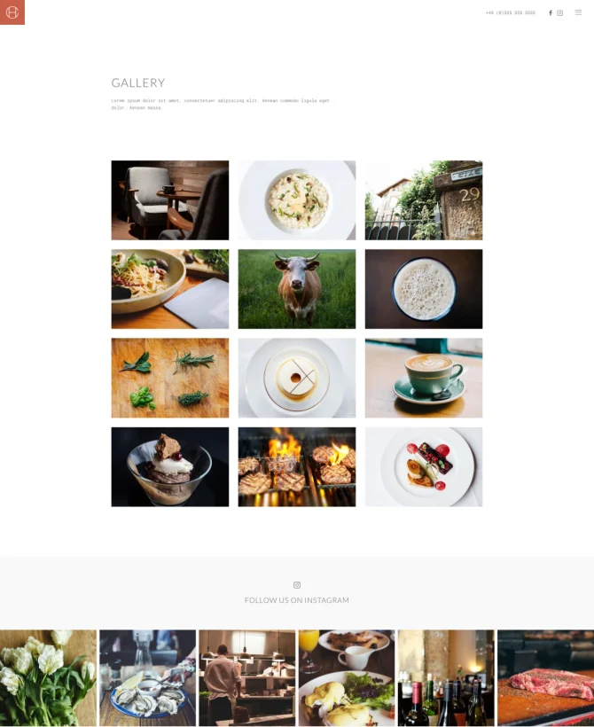 Trang thư viện ảnh website nhà hàng